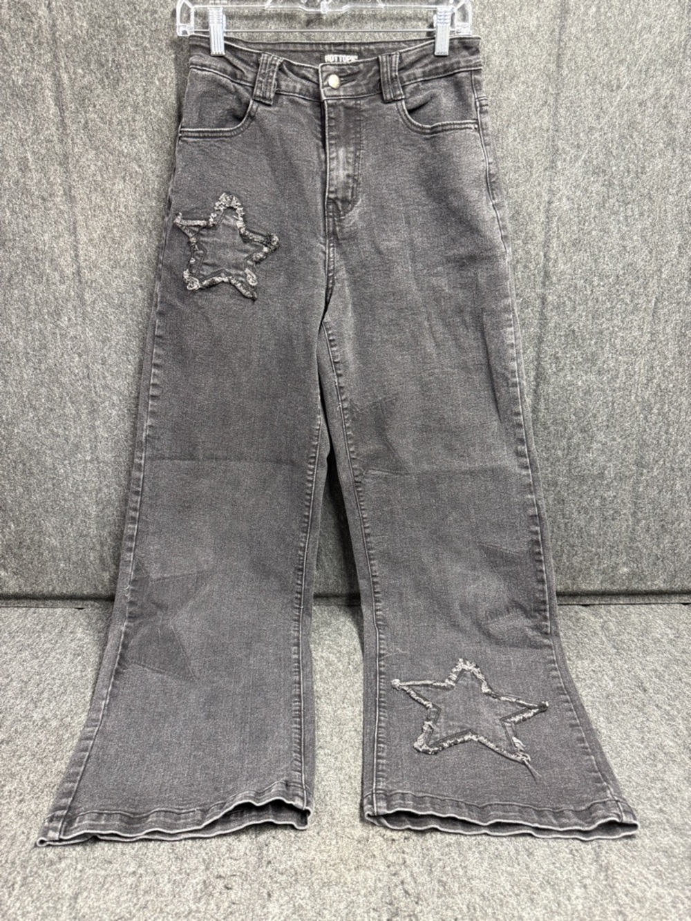 Hot Topic Black Wide-Leg Jeans with Star Appliqués